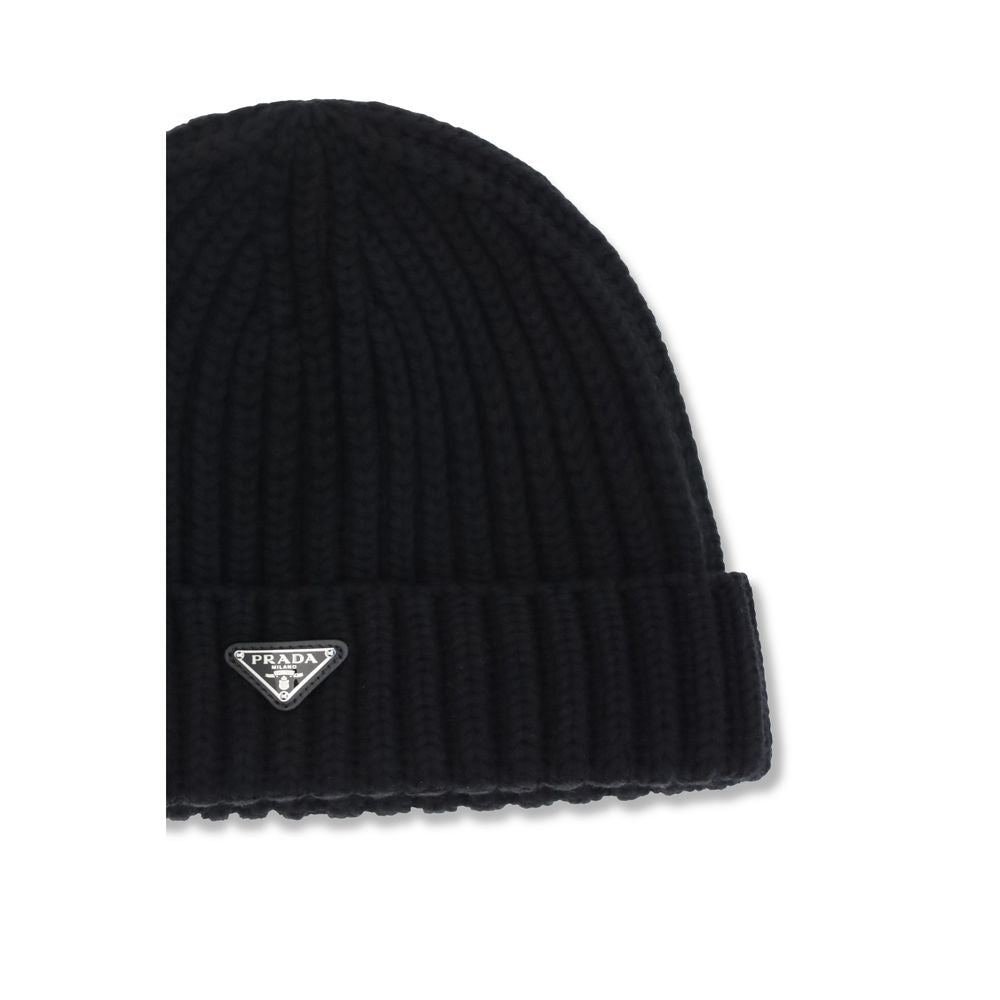 Prada Black Wool Oves Aries Beanie Prada