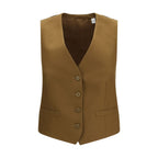 Burberry Brown Wool Oves Aries Sleeveless Jacket Burberry