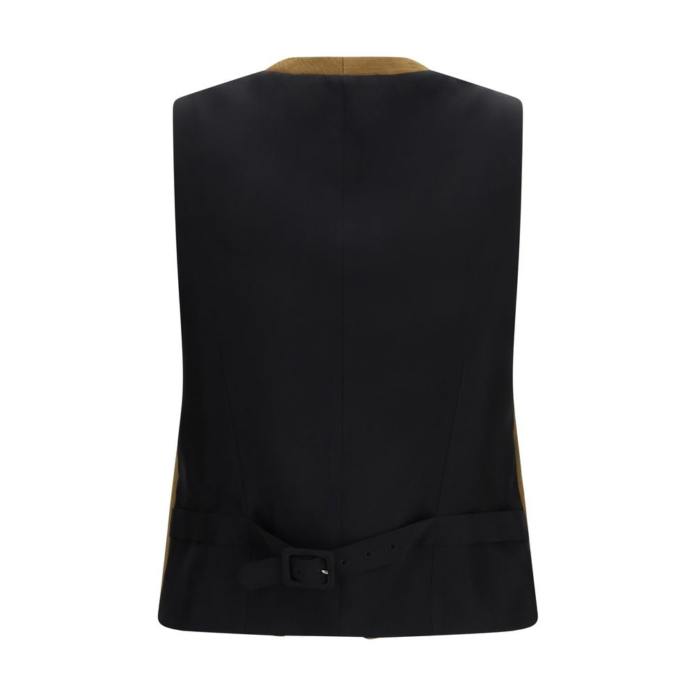 Burberry Brown Wool Oves Aries Sleeveless Jacket Burberry
