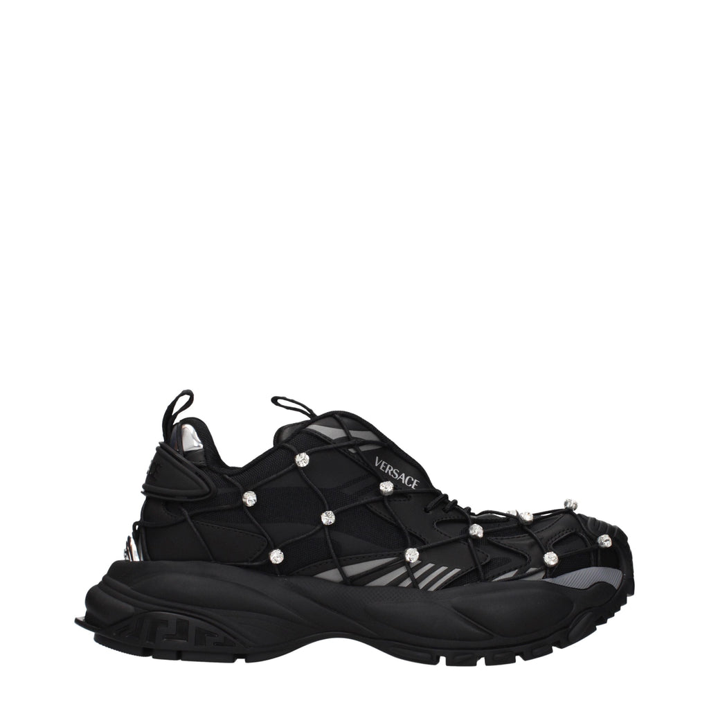 Versace Black Fabric Chunky Sneakers Versace