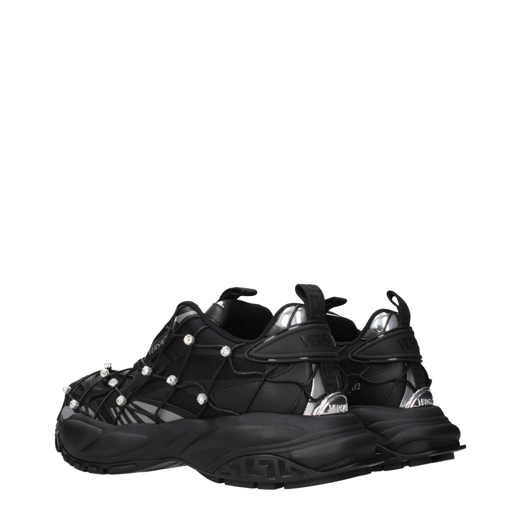 Versace Black Fabric Chunky Sneakers Versace