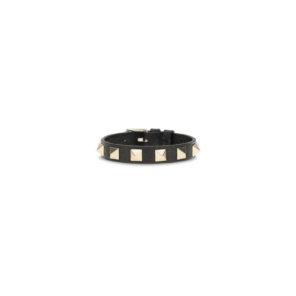 Valentino Garavani Black Calf Leather Bos Taurus Bracelet Valentino Garavani