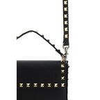 Valentino Garavani Black Calf Leather Bos Taurus Shoulder Bag Valentino Garavani