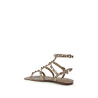 Valentino Garavani Beige Calf Leather Bos Taurus Flat Sandals Valentino Garavani