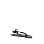 Valentino Garavani Black Cotton Flip-Flop Sandals Valentino Garavani