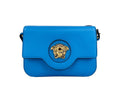 Versace La Medusa Blue Leather Shoulder Crossbody Bag Purse Versace