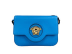 Versace La Medusa Blue Leather Shoulder Crossbody Bag Purse Versace