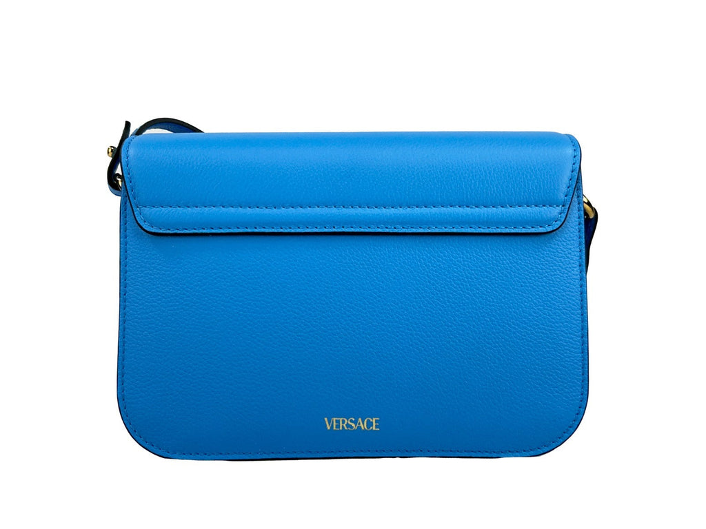 Versace La Medusa Blue Leather Shoulder Crossbody Bag Purse Versace