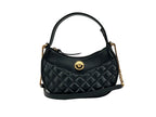 Versace Quilted Black Leather Half Moon Chain Crossbody Bag Versace