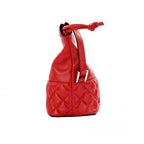 Versace Red Quilted Leather Drawstring Shoulder Bag Bucket Crossbody Handbag Versace