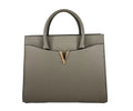 Versace Virtus Large Leather Top Handle Satchel Bag Tote Gray Versace