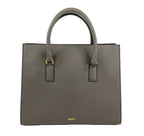 Versace Virtus Large Leather Top Handle Satchel Bag Tote Gray Versace