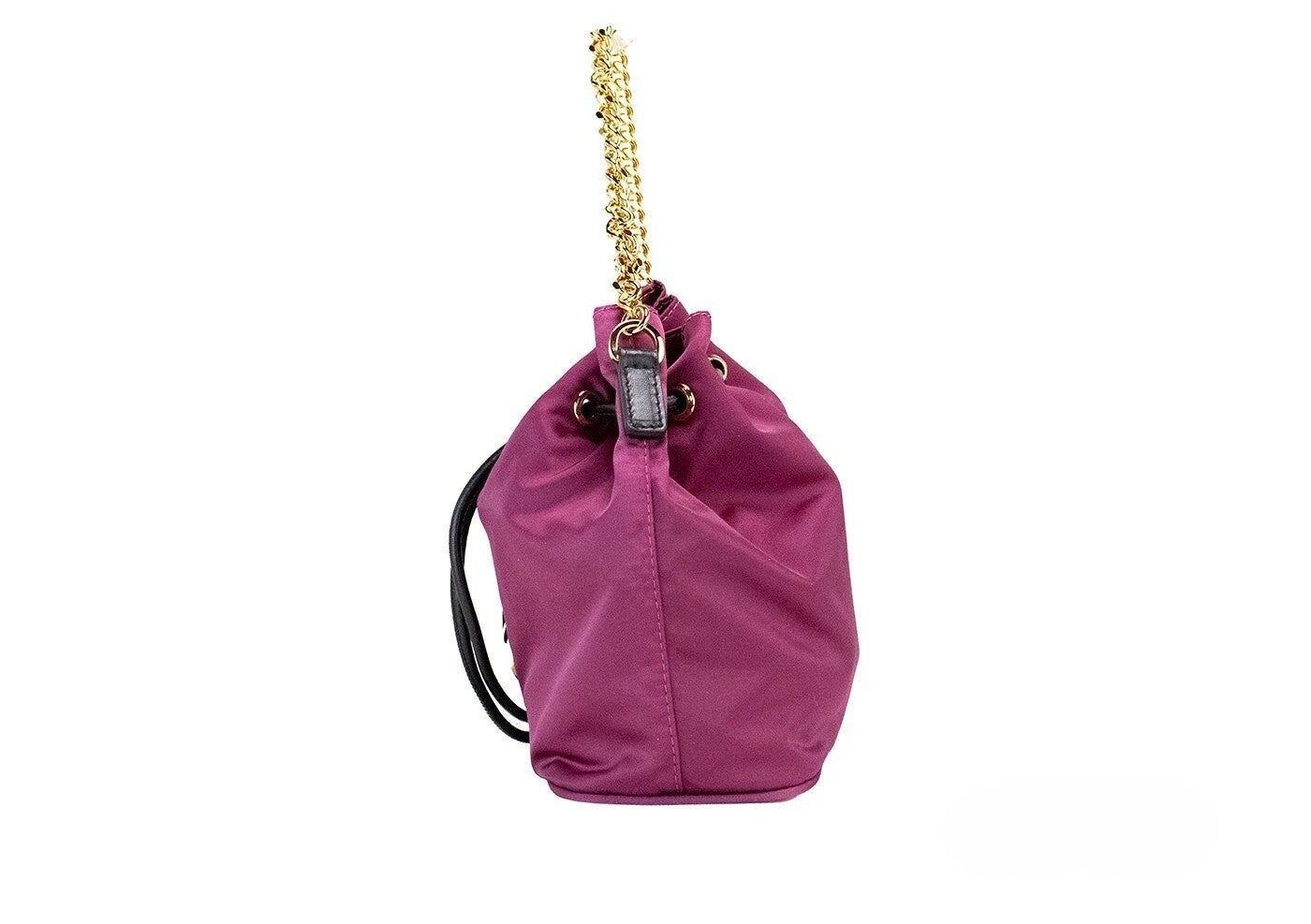 Versace Small Dahlia Nylon Medusa Pendant Bucket Chain Crossbody Bag Purse Versace