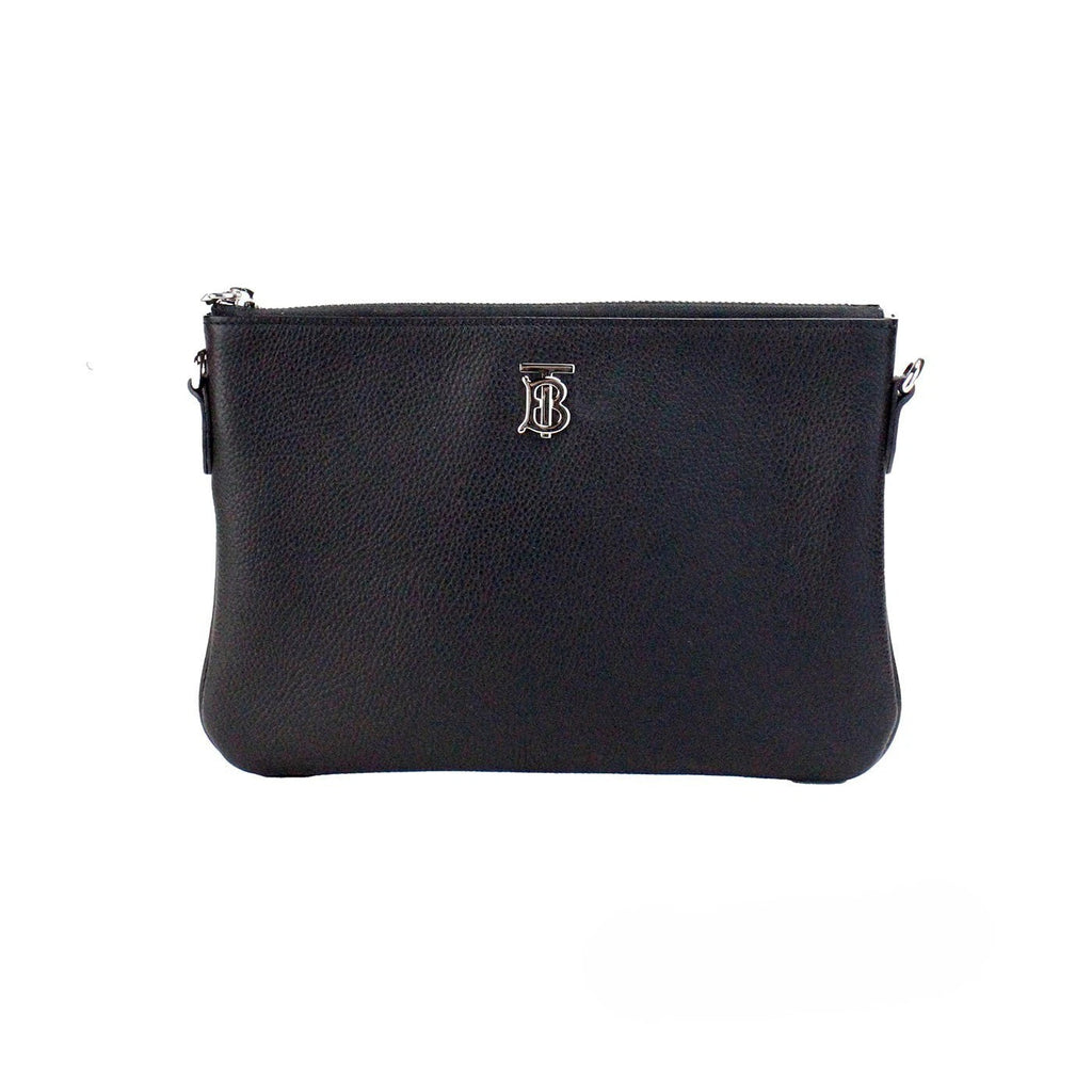 Burberry Peyton Monogram Black Leather Pouch Crossbody Bag Purse Burberry