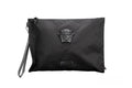 Versace Large Black Nylon Fabric Medusa Convertible Pouch Clutch Wristlet Bag Versace