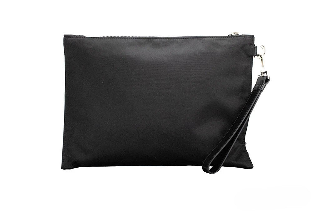 Versace Large Black Nylon Fabric Medusa Convertible Pouch Clutch Wristlet Bag Versace