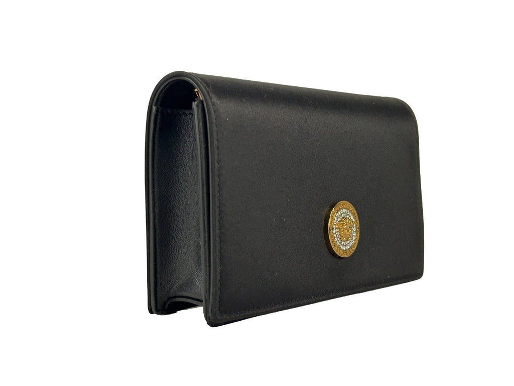 Versace Mini Chain Black Crossbody Wallet Bag Versace