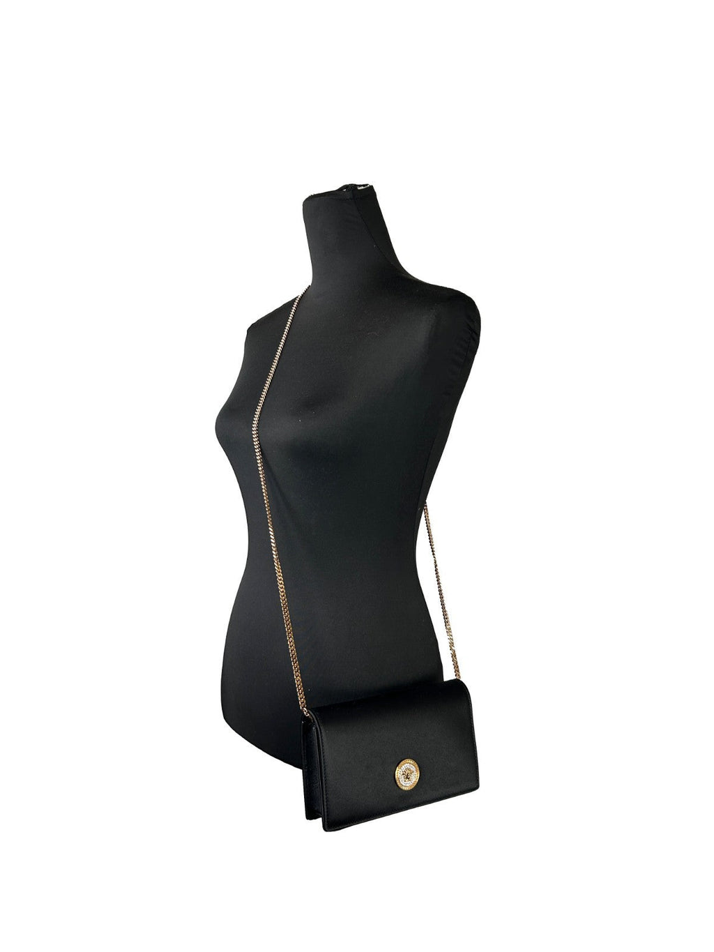 Versace Mini Chain Black Crossbody Wallet Bag Versace