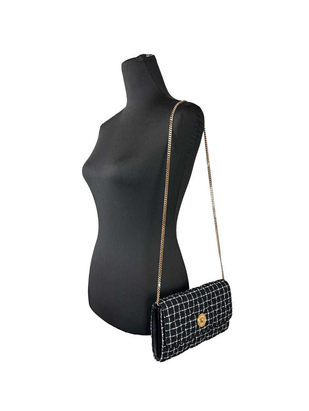 Versace Wallet On A Chain Fabric Black Crossbody Bag Versace
