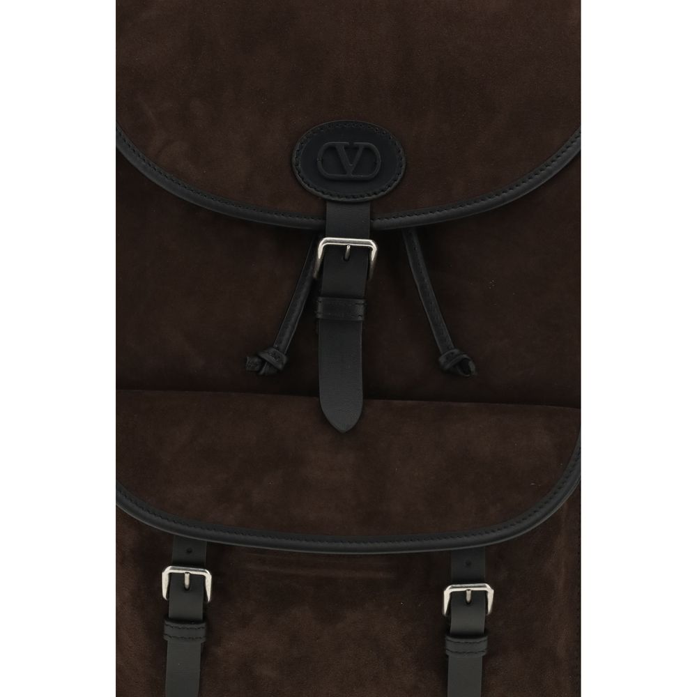 Valentino Garavani Brown Calf Leather Bos Taurus Backpack Valentino Garavani