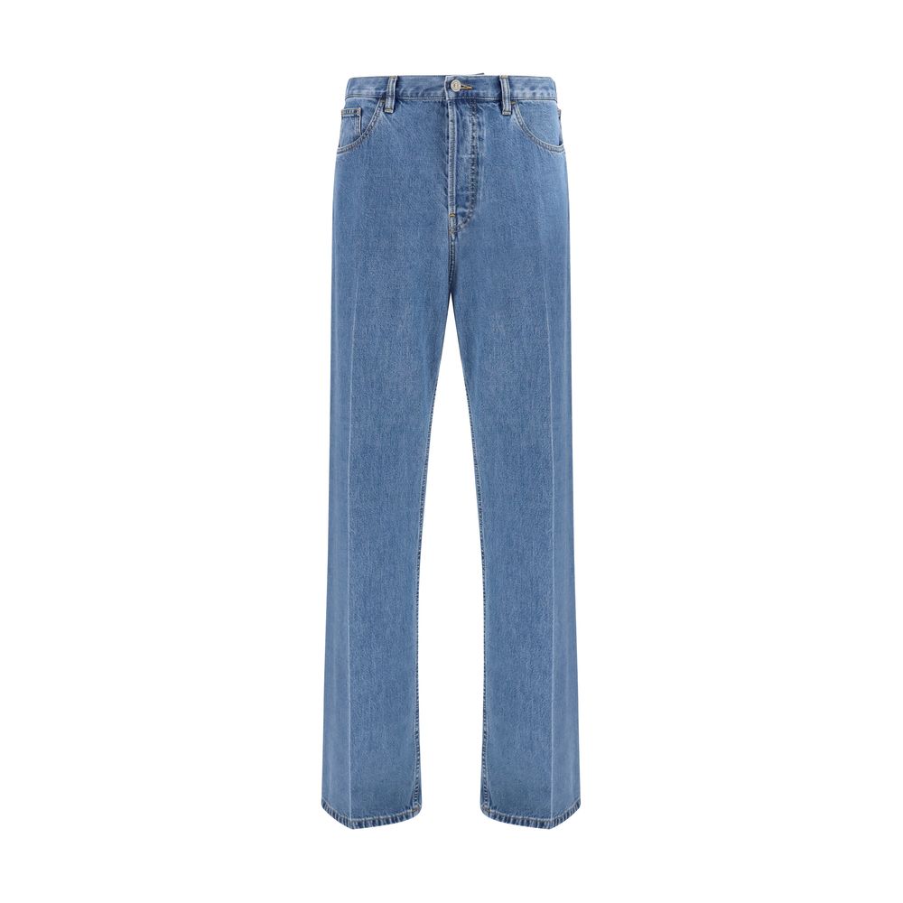 Valentino Blue Cotton Straight-Leg Jeans Valentino