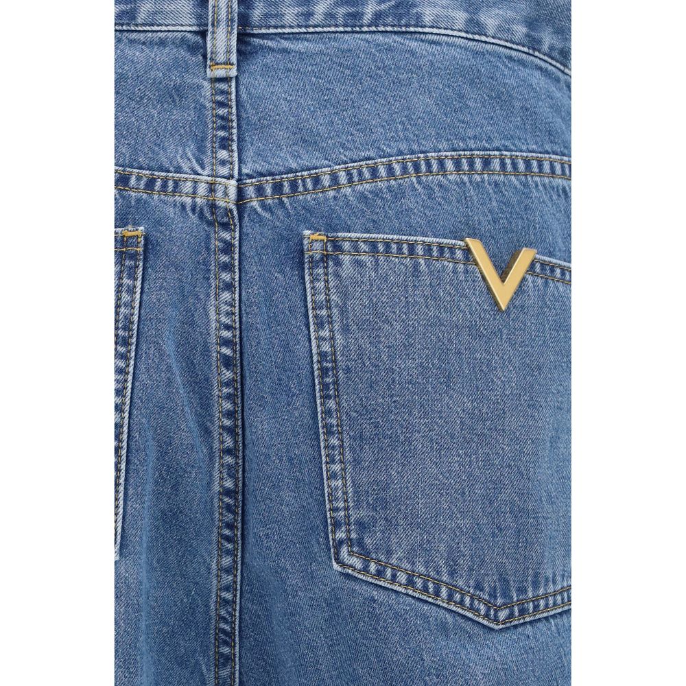 Valentino Blue Cotton Straight-Leg Jeans Valentino