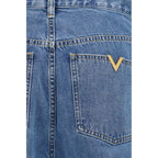 Valentino Blue Cotton Straight-Leg Jeans Valentino