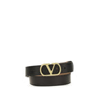 Valentino Garavani Black Calf Leather Bos Taurus Regular Belt Valentino Garavani