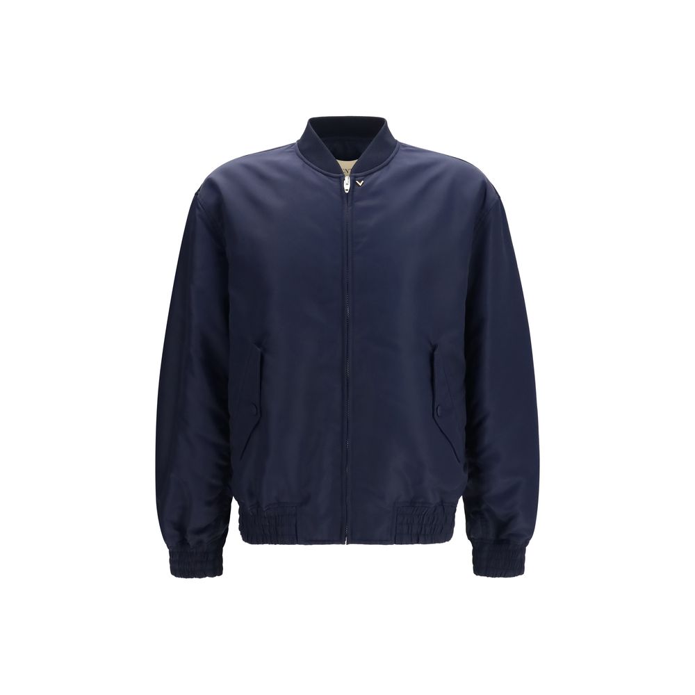 Valentino Blue Polyamide Bomber Valentino