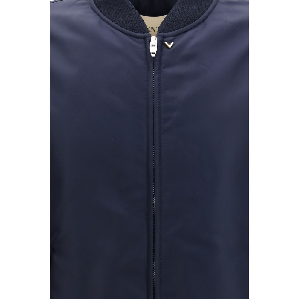 Valentino Blue Polyamide Bomber Valentino