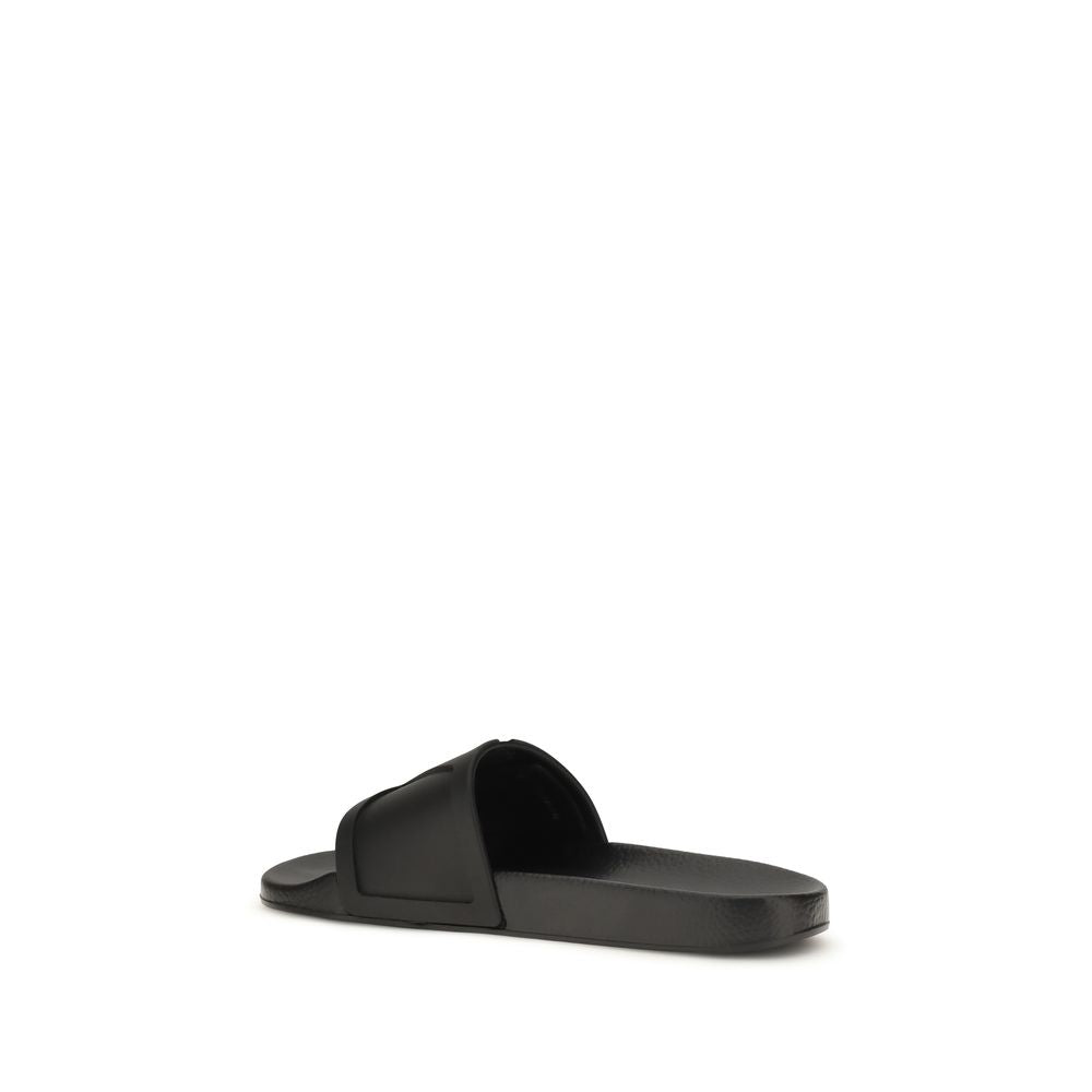 Valentino Garavani Black Rubber Flat Sandals Valentino Garavani