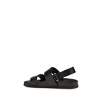 Valentino Garavani Black Calf Leather Bos Taurus Flat Sandals Valentino Garavani