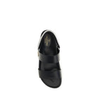 Valentino Garavani Black Calf Leather Bos Taurus Flat Sandals Valentino Garavani