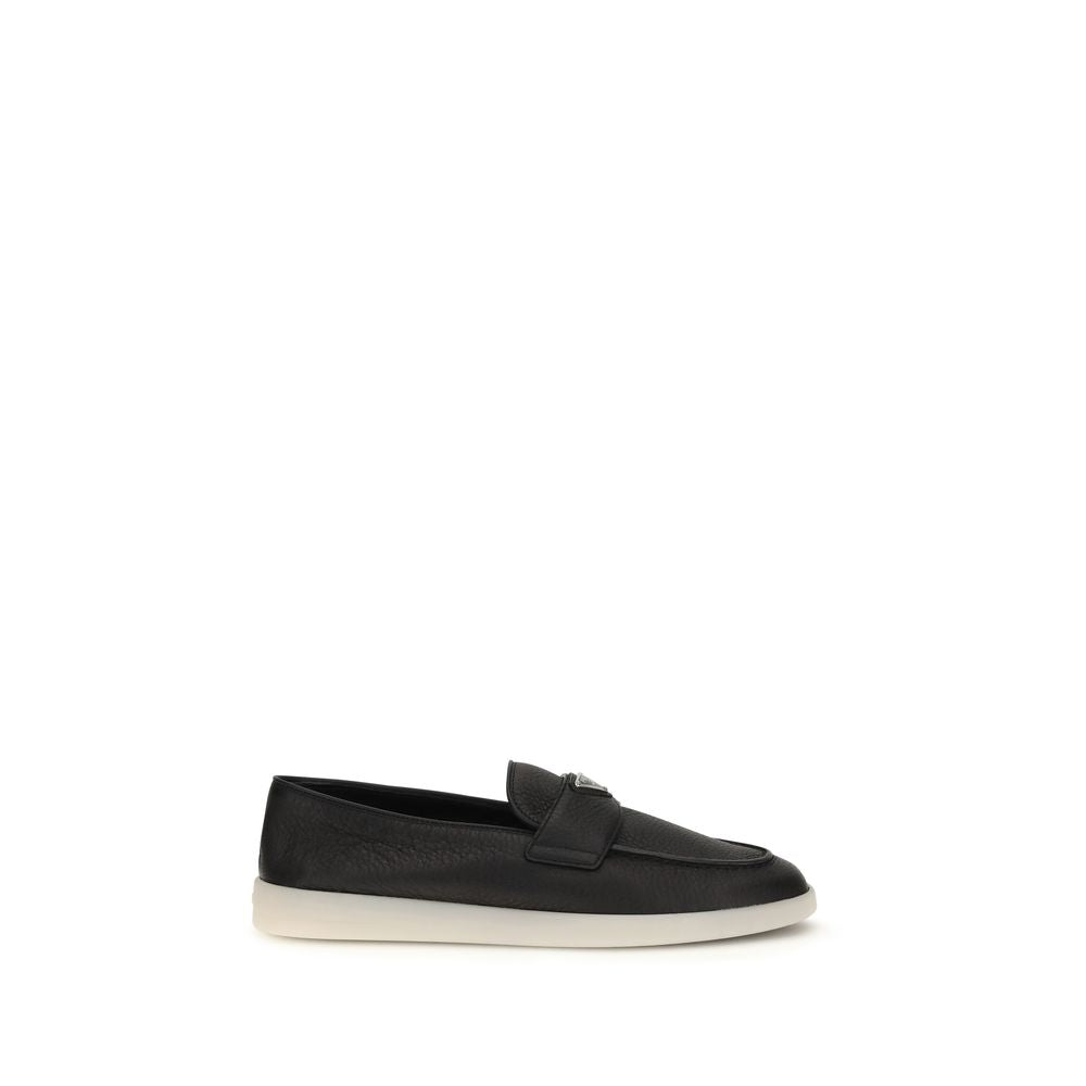 Prada Black Calf Leather Bos Taurus Slip-On Loafers Prada