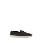 Prada Black Calf Leather Bos Taurus Slip-On Loafers Prada