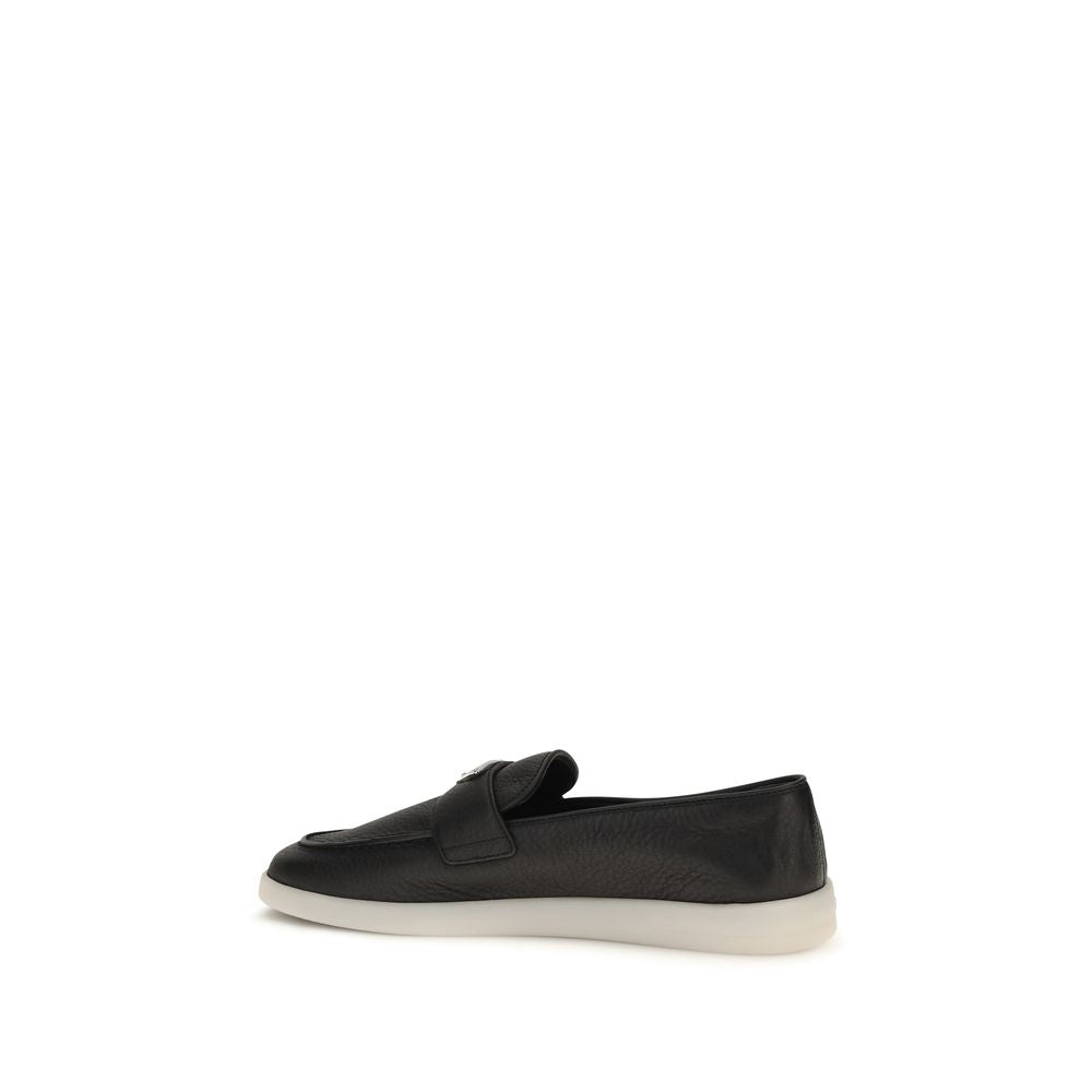 Prada Black Calf Leather Bos Taurus Slip-On Loafers Prada