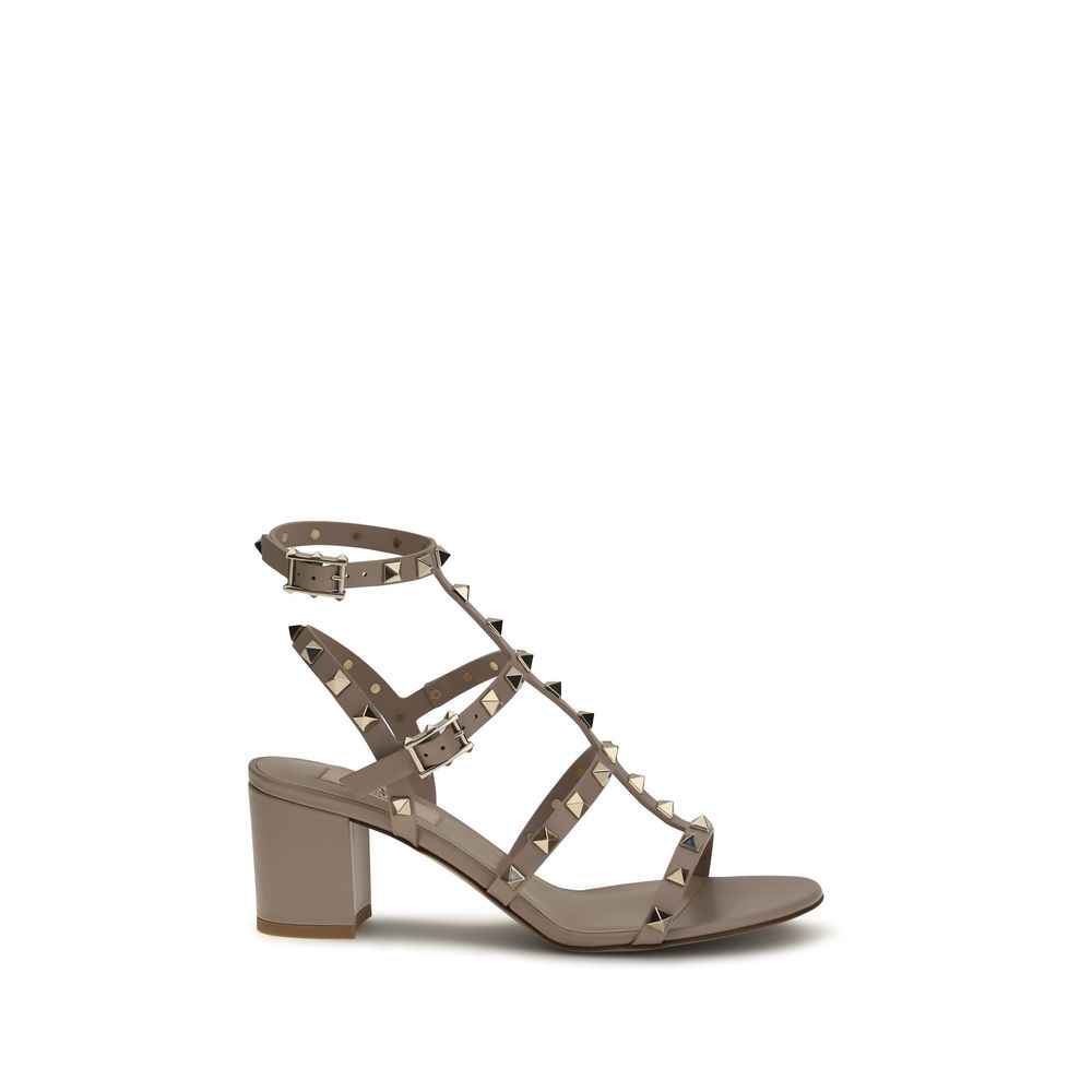Valentino Garavani Beige Calf Leather Bos Taurus Strap-On Sandals Valentino Garavani