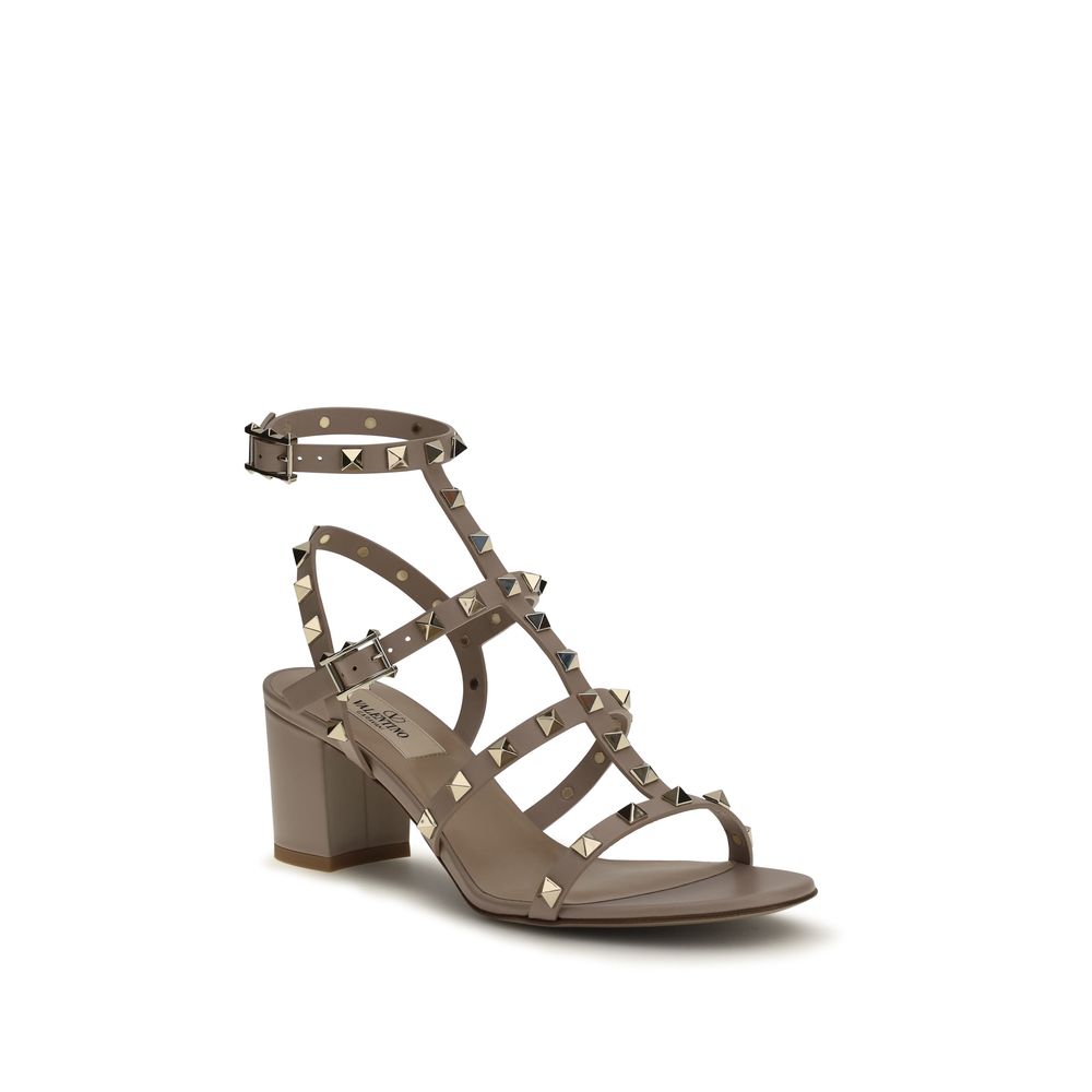 Valentino Garavani Beige Calf Leather Bos Taurus Strap-On Sandals Valentino Garavani