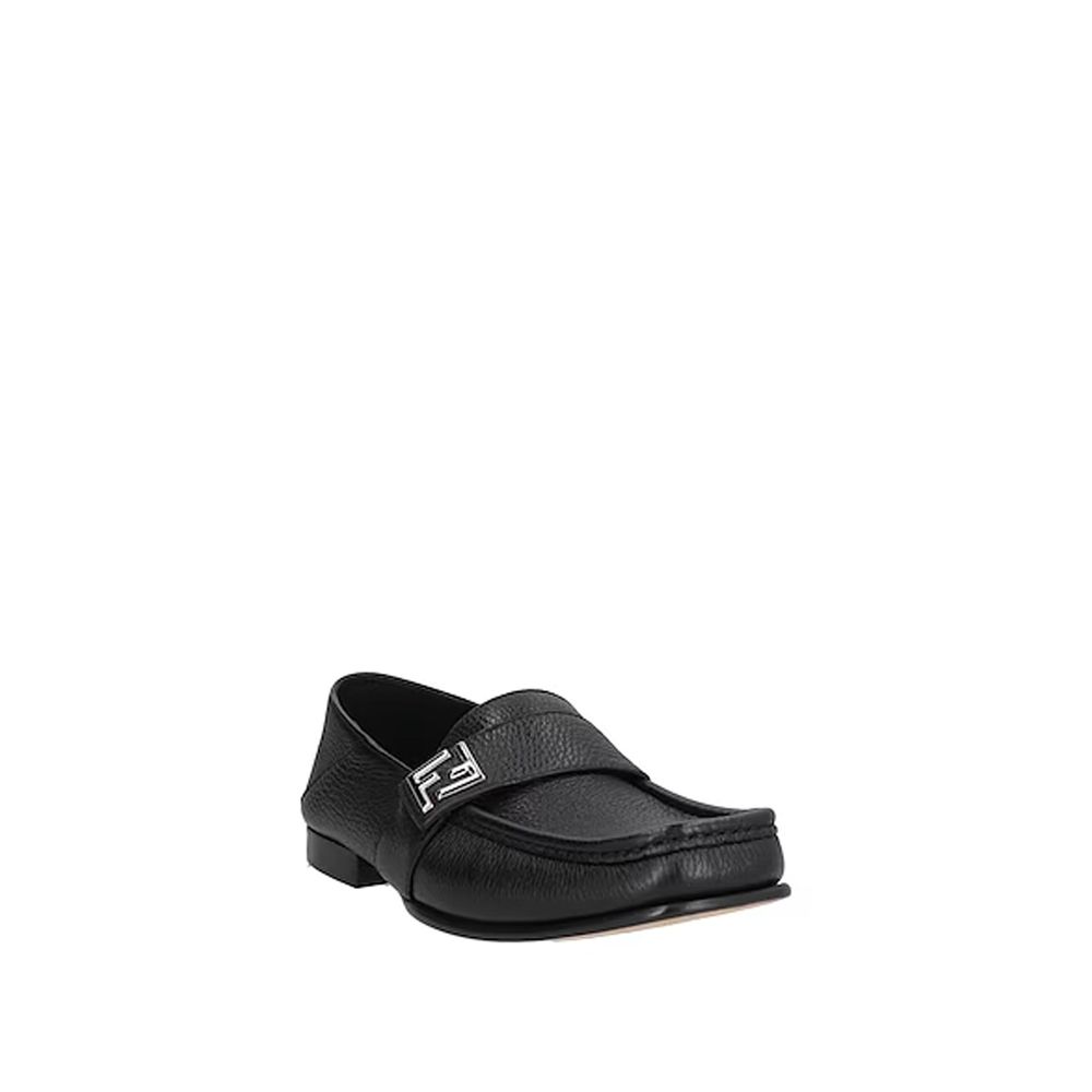 Fendi Black Calfskin Slip-On Loafers Fendi