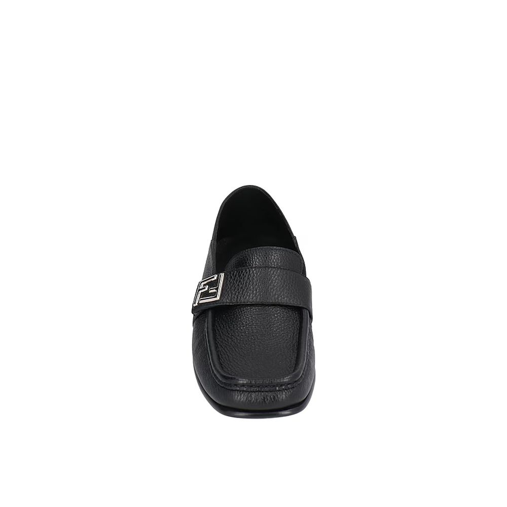 Fendi Black Calfskin Slip-On Loafers Fendi