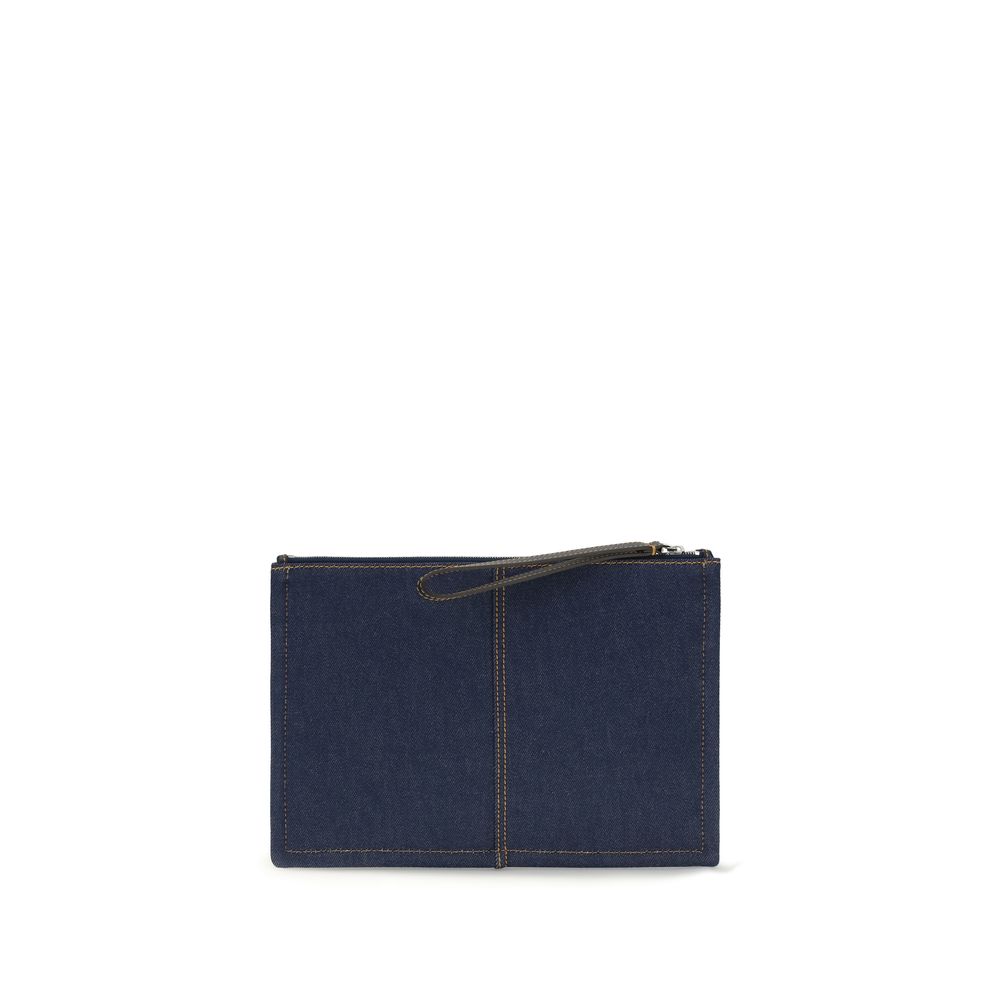Fendi Blue Cotton Clutch Bag Fendi
