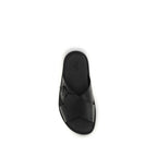 Fendi Black Calf Leather Bos Taurus Flat Sandals Fendi