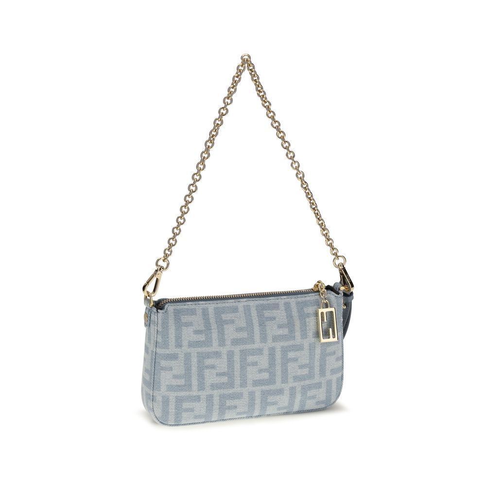 Fendi Blue Cotton Clutch Bag Fendi