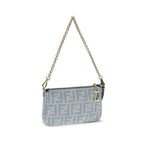 Fendi Blue Cotton Clutch Bag Fendi