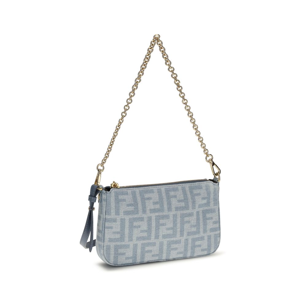Fendi Blue Cotton Clutch Bag Fendi