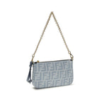 Fendi Blue Cotton Clutch Bag Fendi
