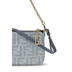 Fendi Blue Cotton Clutch Bag Fendi