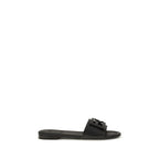 Fendi Black Calf Leather Bos Taurus Flat Sandals Fendi