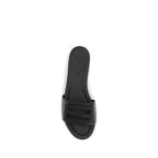 Fendi Black Calf Leather Bos Taurus Flat Sandals Fendi