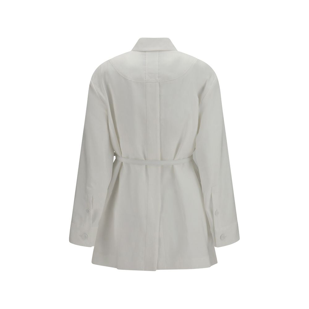 Fendi White Linen Full-Length Jacket Fendi